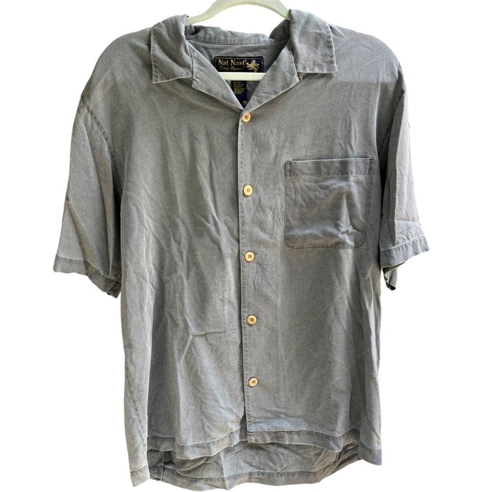 Nat Nast Luxury Originals Retro 50's Atomic Silk Shirt | Mens S, Grey